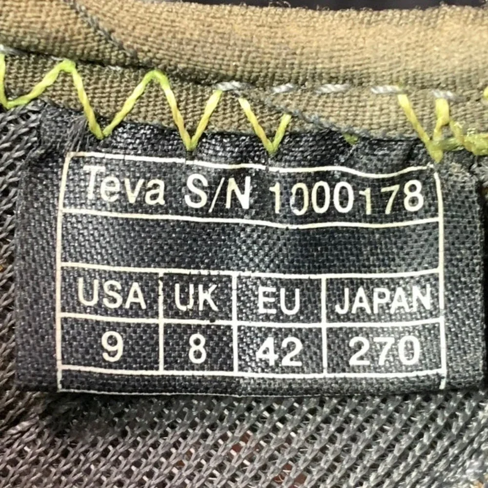 TEVA CHURNIUM Men`s Size 9 Black Grey Green Outdoor Water Sandal S/N 1000178
